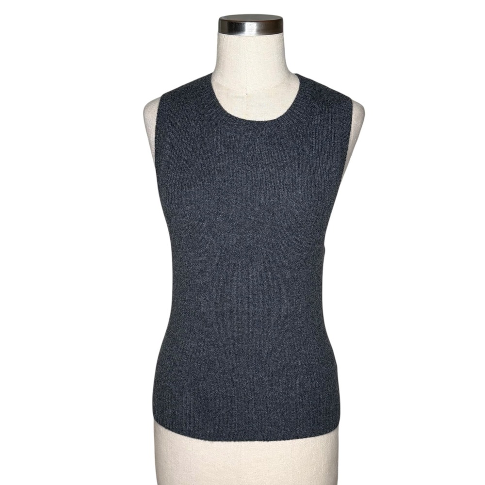 ME+EM‎ Cashmere Rib Vest Dark Charcoal Mélange Women's Size Medium Tank NEW